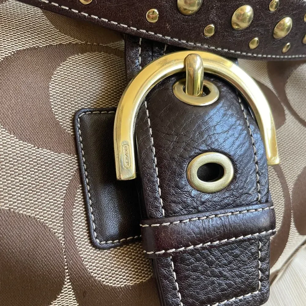 Rare Lmt Edition Coach 6426 Purple Suede Stripe Hobo Studs | Y2K Collector Grail - Picture 4 of 12